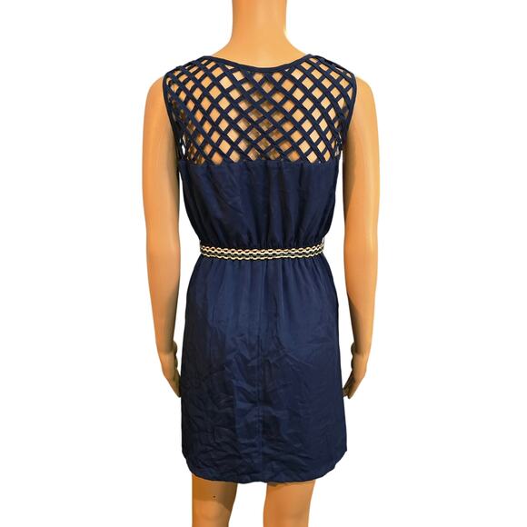 Sequin Hearts navy blue sleeveless dress with belt Medium - Picture 5 of 7